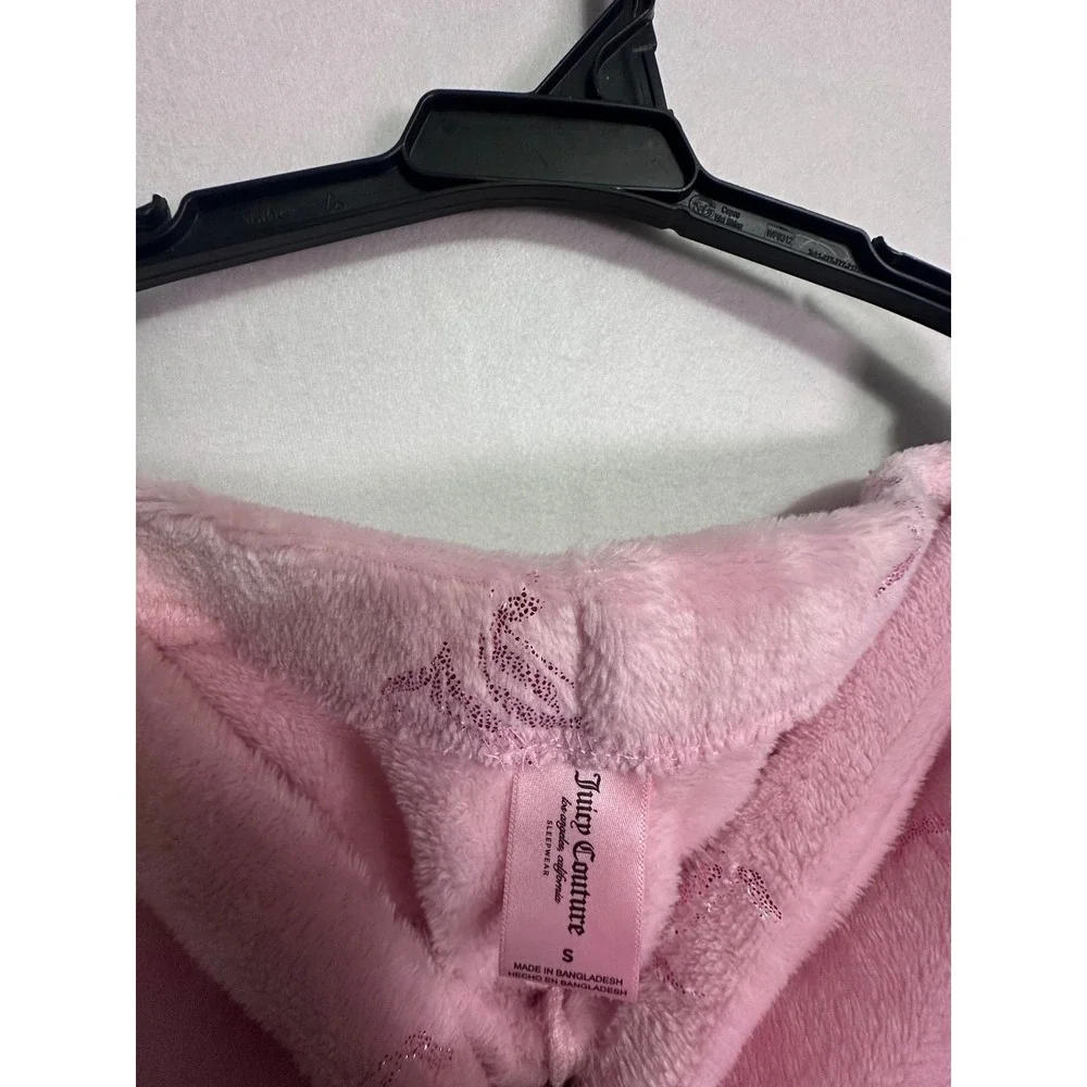 Juicy Couture Pink Velour All Over JC Logo Pajama Pants Sleepwear Size S - Picture 4 of 6